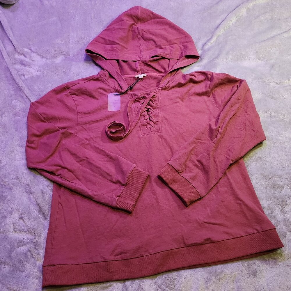 NWOT Cotton Bleu XL Women's Burgandy pullover Hoodie 100% cotton - Picture 9 of 16